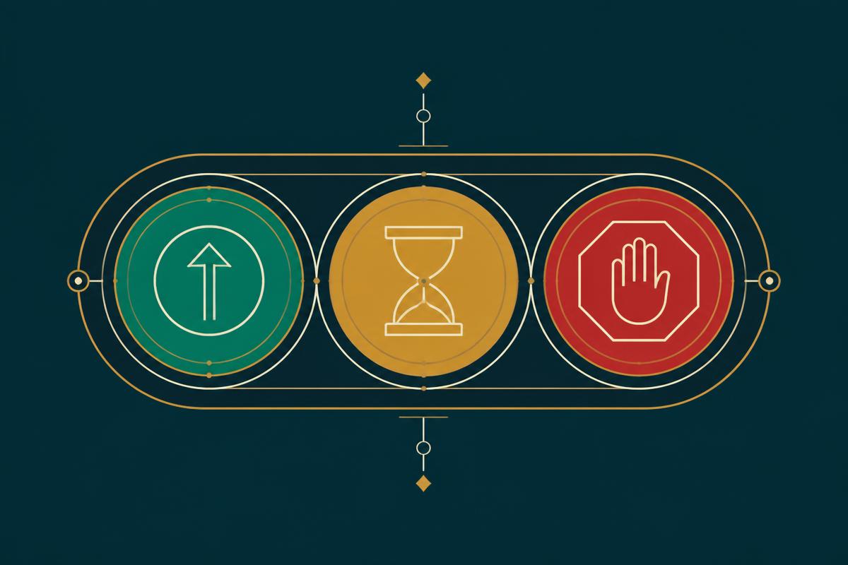 Ilustração do Sistema do Semáforo de Dados: verde, amarelo e vermelho